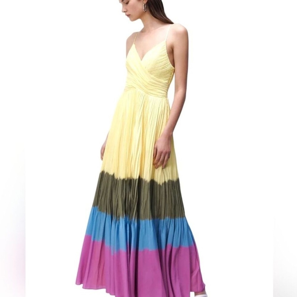 Jonathan Simkhai Yellow Colorblock Pleated Maxi Dress Size 2 NWT - Picture 4 of 5